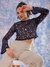 Blue Regular Lace Round Neck Crop Top