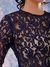 Blue Regular Lace Round Neck Crop Top