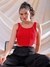 Women Red Fitted Solid Square Neck Crop Top