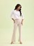 Go Colors Women's Solid Cream High Rise Ponte Bell Bottoms