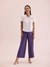 Go Colors Women's Solid Purple Viscose Mid Rise Palazzos
