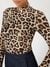 Guess Women Multi Animal Print High Neck Long Sleeves Top