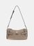 Dark Taupe Textured Zipper Yesba Mini Top Zip Shoulder Bag