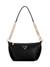 Black Solid Meridian Top Zip Shoulder Bag