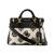 Guess Women's Black Cotton Polyester Blend Embroidery Satchel Bag