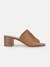 Tan Solid Slip-On Open Toe Sabot Heels
