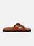 Tan Solid Slip-On Flat Sandals