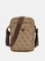 Beige Printed PU Crossbody Bag