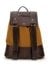Brown Color-Blocked Cotton Blend Backpack