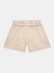 Beige Solid Shorts