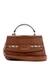 Cognac Textured Magnet Melinda Top Handle Flap Shoulder Bag