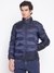 Dark Blue Quilted Mock Neck Full Sleeve Puffer Jacket