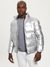 Men Silver Solid Detachable Hooded Long Sleeves Jacket