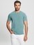 Blue Solid Round Neck Short Sleeves T-shirt