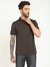 Brown Solid Polo Collar Short Sleeves T-shirt