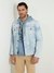 Blue Solid Spread Collar Full Sleeves Denim Jacket