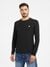 Black Cotton Blend Solid Round Neck T-Shirt