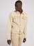 Beige Solid Spread Collar Dillon Denim Jacket