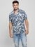Guess Men Blue Printed Spread Collar Short Sleeves Shirt