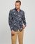 Blue Printed Spread Collar Full Sleeves Shirt