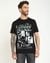Men's Black Cotton Graphic Regular Fit Half Sleeves T-shirt