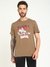 Men Brown Printed Round Neck Short Sleeves T-shirt