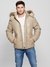 Beige Polyurethane Solid Puffer Jacket