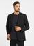 Black Solid Notched Lapel Full Sleeves Single Breasted Blazer