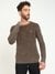 Khaki Textured Crew Neck Sweater