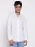 Guess Men Eco Challis Salt White Solid Spread Collar Regular Fit Shirt