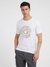 White Printed Round Neck Short Sleeves T-shirt