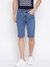Blue Solid Mid Rise Slim Fit Denim Shorts
