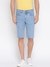 Light Blue Solid Mid Rise Slim Fit Denim Shorts
