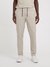 Beige Solid Mid-Rise Full Length Flat-front Trouser