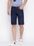 Sonny Dark Blue Solid Mid Rise Regular Fit Denim Shorts