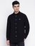 Collins Jet Black Solid Spread Collar Regular Fit Basic Shirt