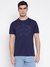 Classic Crest Summer Night Blue Graphic Embroidery Round Neck Slim Fit Organic T-Shirt
