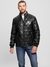 Guess Jet Black Band Collar Solid Jacket