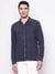 Navy Blue Solid Spread Collar Shirt