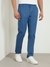 Blue Solid Mid-Rise Full Length Flat-front Trouser