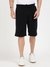 Black Cotton Blend Solid Loose Fit Shorts