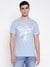 Triang Flowers Mid Organic Stream Channel Blue Floral With Logo Round Neck Slim Fit T-Shirt