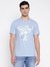 Triang Flowers Mid Organic Stream Channel Blue Floral With Logo Round Neck Slim Fit T-Shirt