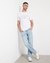Men's White Cotton Blend Printed Slim Fit Crew Neck Short Sleeve T-shirt