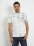 Men White Printed Round Neck Short Sleeves T-Shirt