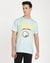 Men's Turquoise Cotton Printed Regular Fit Crew Neck Short Sleeve T-shirt