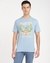 Men's Blue Cotton Printed Regular Fit Crew Neck Short Sleeve T-shirt