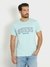 Blue Cotton Printed Round Neck T-Shirt