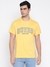 Mid Organic Stream Mango Seed Yellow Typography Round Neck Regular Fit T-Shirt