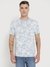Men Blue Printed Round Neck Short Sleeves T-shirt
